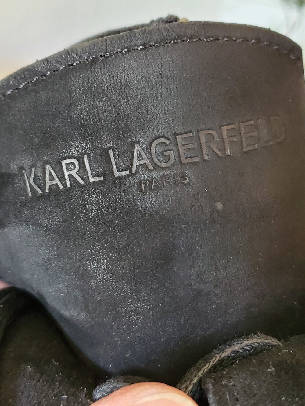 Karl Lagerfeld Paris Black Suede Nubuck Leather High Top Zipper Sneakers - Picture 2 of 14